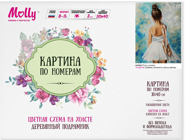 Картина по номерам Molly  Путь к успеху 30х40 19 цветов купить,NaN