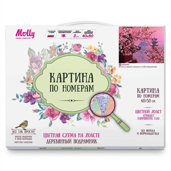 Картина по номерам  Molly   Фудзияма 40х50 28 цветов купить,NaN
