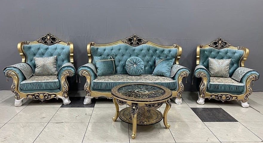 Комплект мягкой мебели Elegant Faraon золотой/голубой купить,NaN