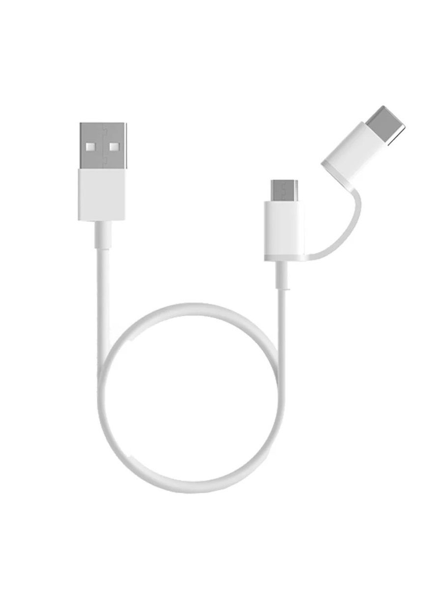 Кабель Xiaomi Mi 2-in-1 Micro USB to Type C 1м белый купить,NaN