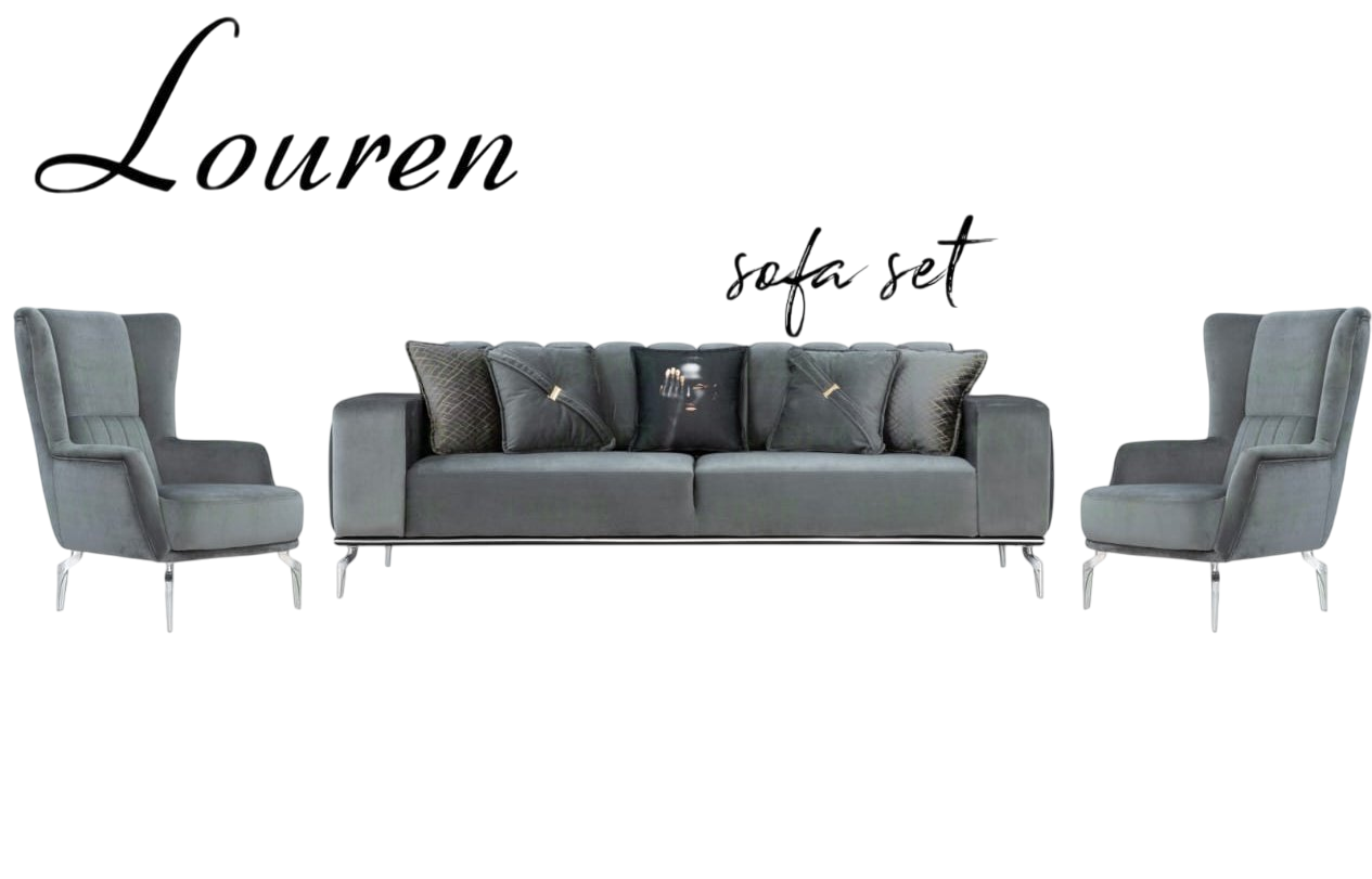 Комплект мягкой мебели Louren 230х90см серый купить,NaN