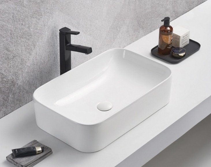 Раковина GID-ceramic N9599 накладная прямоугольная 61, керамика