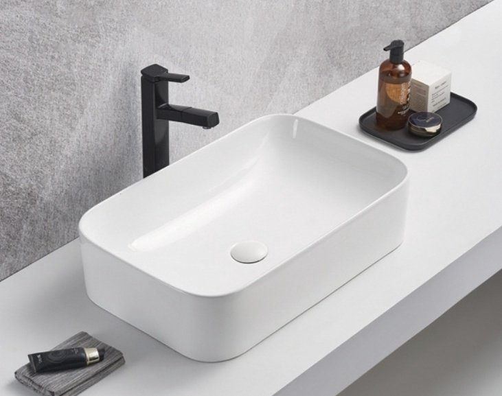 Раковина GID-ceramic N9599 накладная прямоугольная 61, керамика