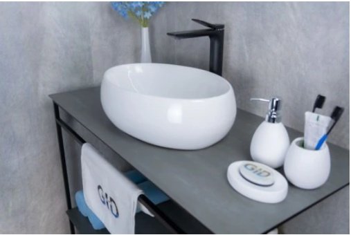 Раковина GID-ceramic N9030b накладная овальная 48, керамика