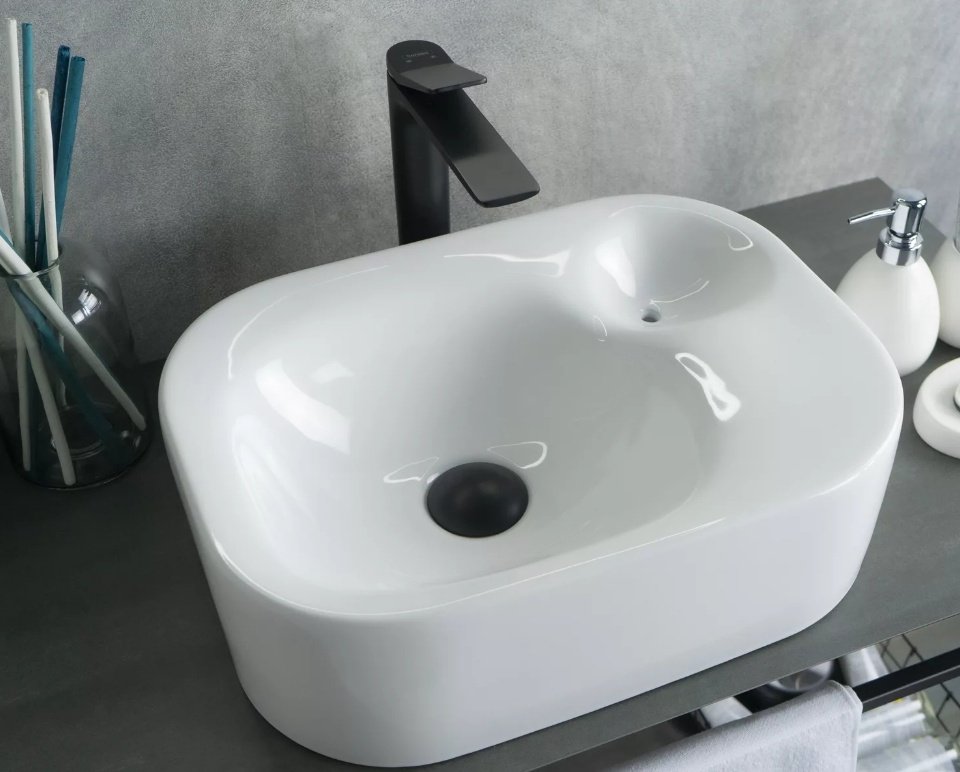 Раковина GID-ceramic N9266 накладная прямоугольная 47, керамика