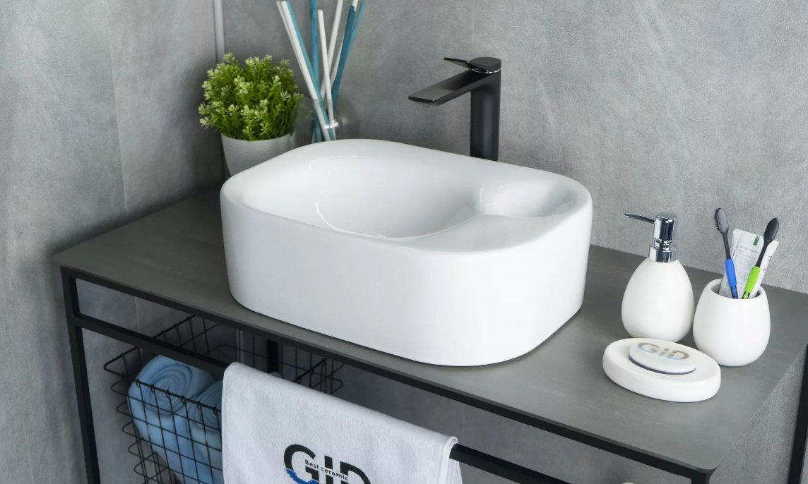 Раковина GID-ceramic N9266 накладная прямоугольная 47, керамика купить,NaN