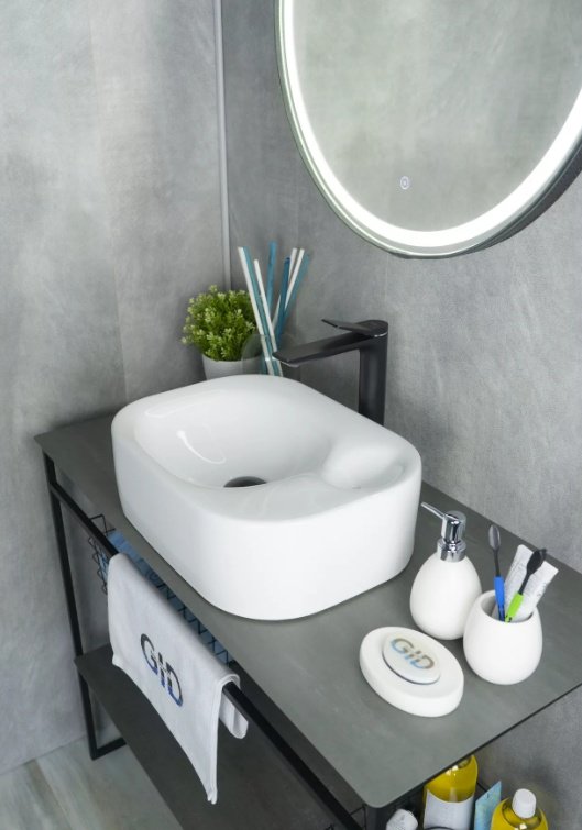Раковина GID-ceramic N9266 накладная прямоугольная 47, керамика