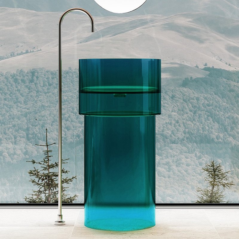 Раковина Abber Kristall AT2701Aquamarin с пьедесталом круглая 45, стекло
