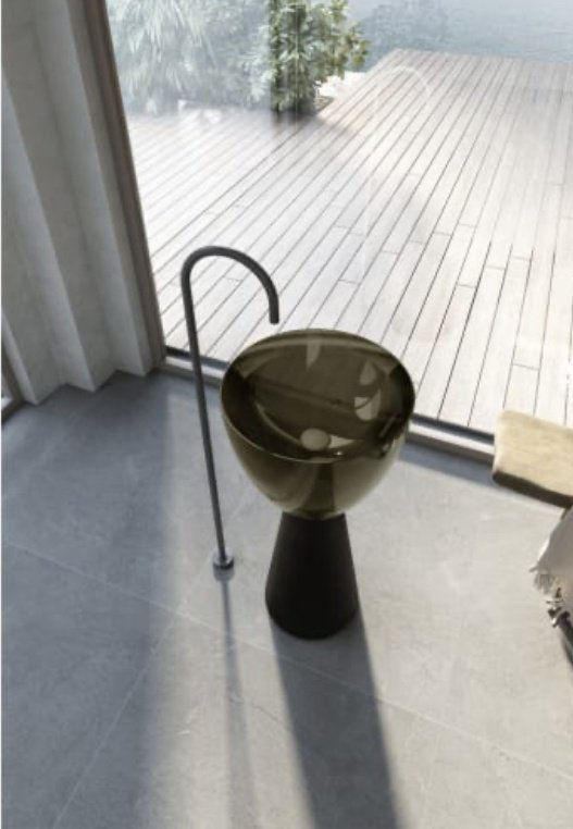 Раковина Abber AT2703Black-Vesuvian с пьедесталом круглая 45, искусственный камень купить,1308200