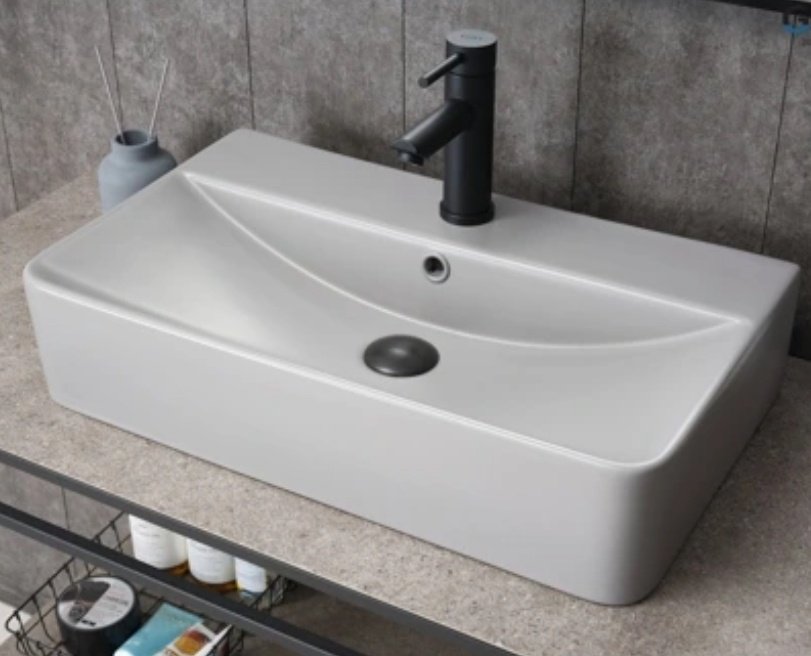 Раковина GID-ceramic Gm1344 накладная прямоугольная 61, керамика