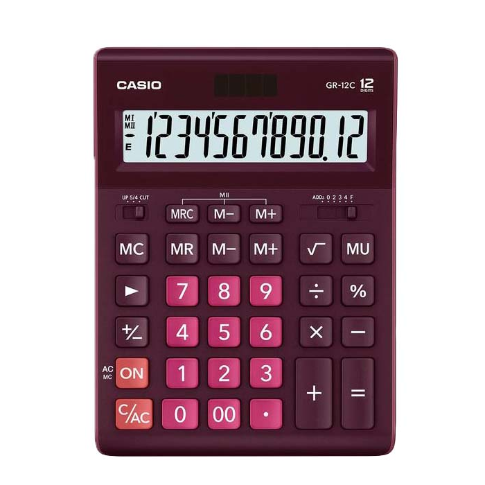 Калькулятор Casio GR-12C-WR-W-EP бордовый купить,NaN