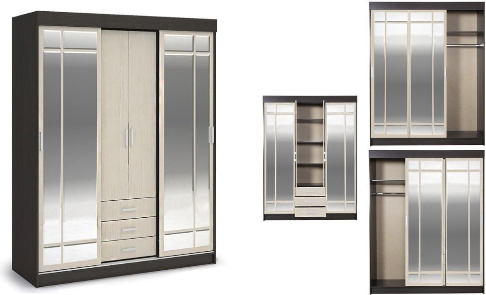 Шкаф-купе DOMA Шкаф-купе LID-1К-170, 170x210х57 см, темно-коричневый, бежевый купить,NaN