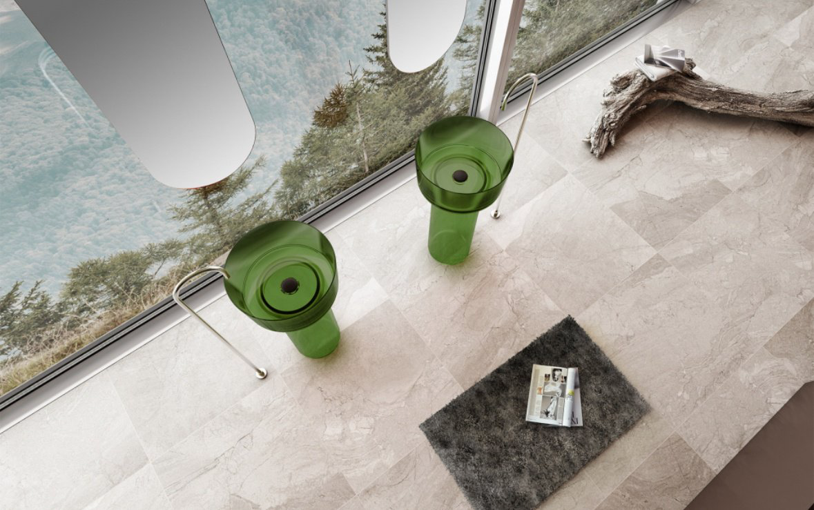 Раковина Abber AT2702Emerald-H с пьедесталом круглая 45, стекло купить,NaN