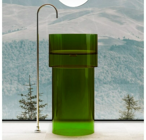 Раковина Abber AT2701Emerald-H с пьедесталом круглая 45, стекло