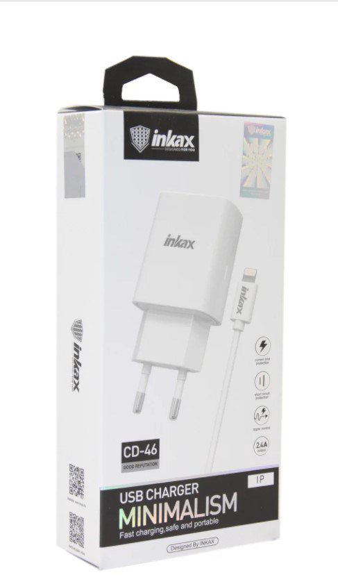 Зарядное устройство Inkax CD-46-IP Lightning USB белое купить,NaN