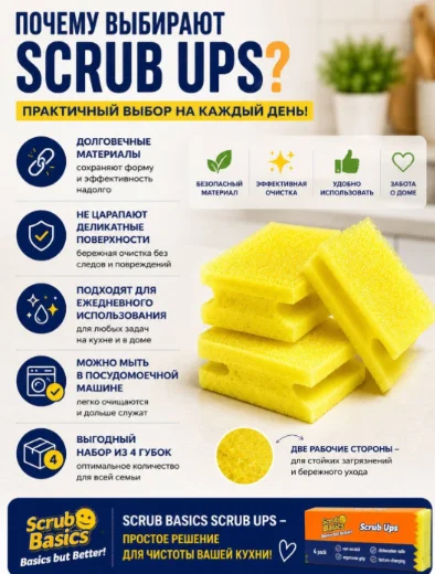 Губка Scrub Daddy губка SD678212 желтый 4 шт купить,NaN