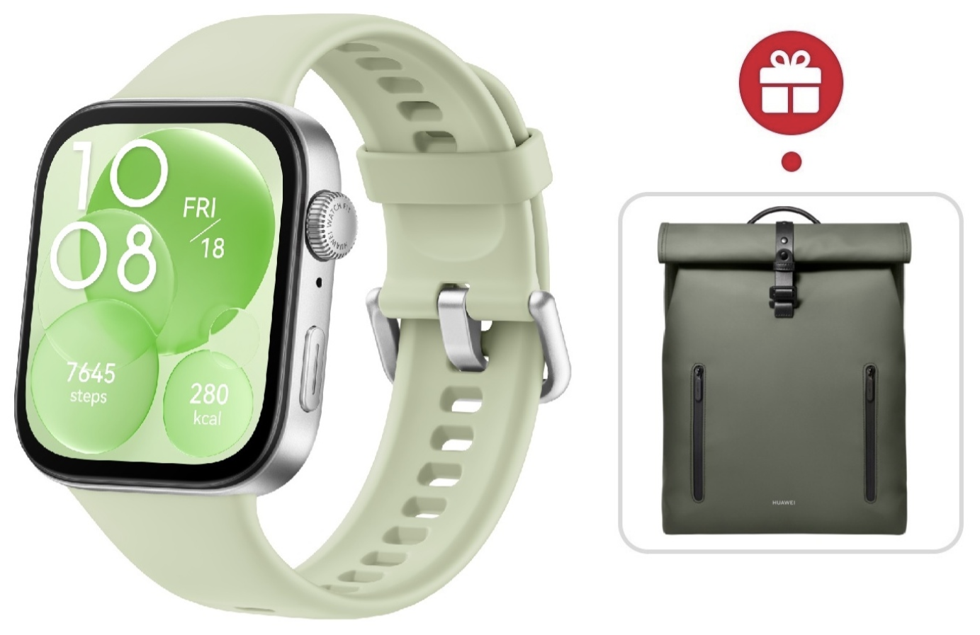 Смарт-часы Huawei Watch Fit 3 43 мм серебристый-зеленый-зеленый + подарок