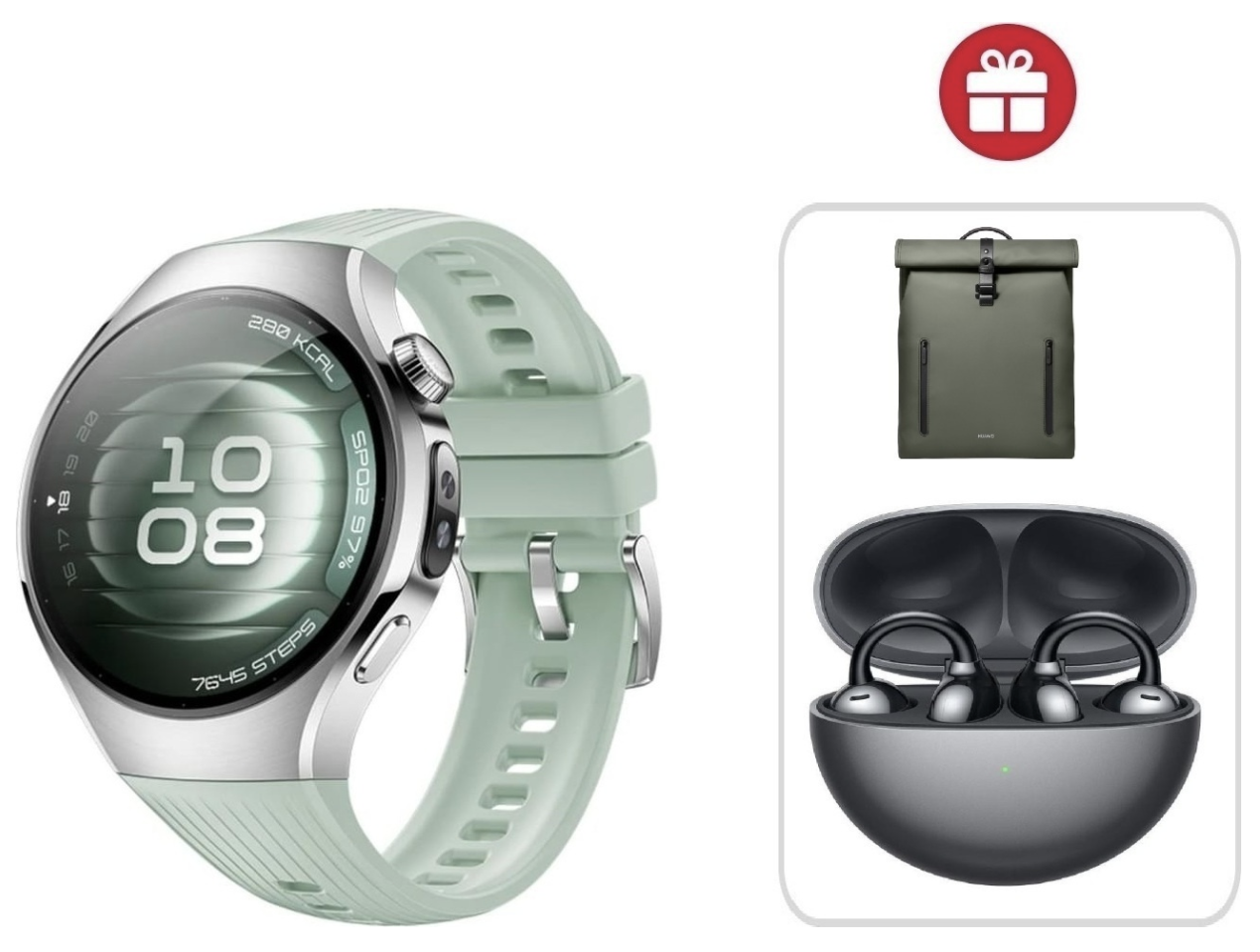 Смарт-часы Huawei Watch 5 42 мм серебристый-зеленый + подарок