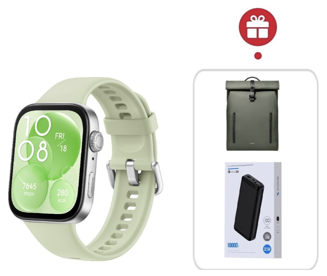 Смарт-часы Huawei Watch Fit 3 43 мм серебристый-зеленый-зеленый + подарок