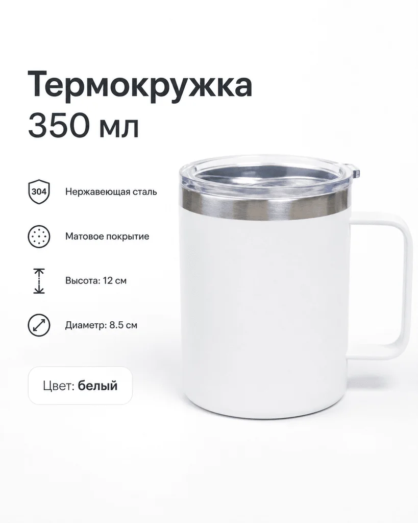 Термокружка 350 мл белый