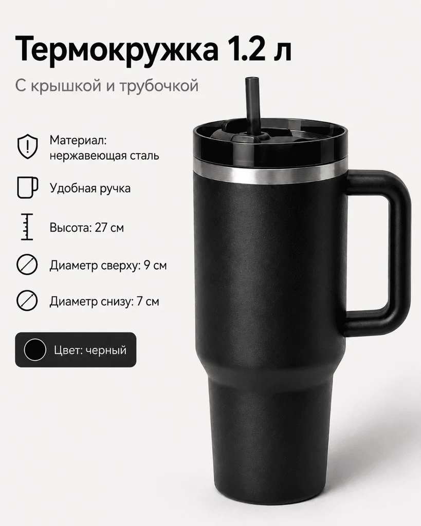 Термокружка 1.2 л черный