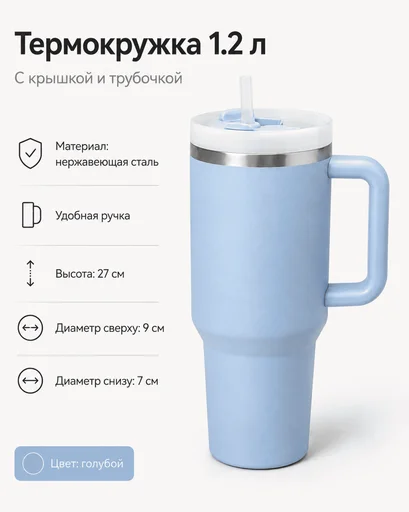 Термокружка 1.2 л голубой