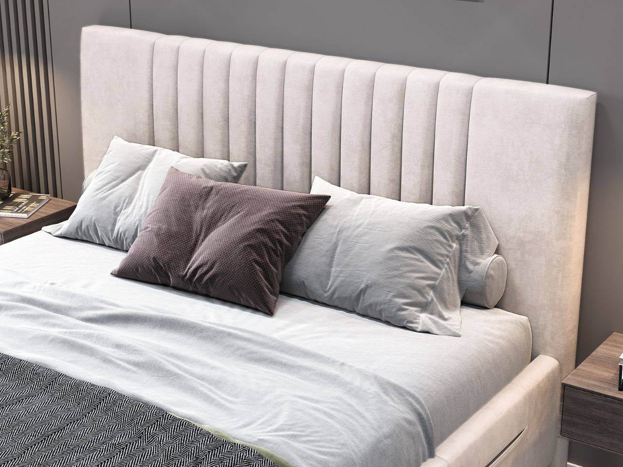 Кровать Мебель Азии Silvia 200х120х112см бежевый велюр