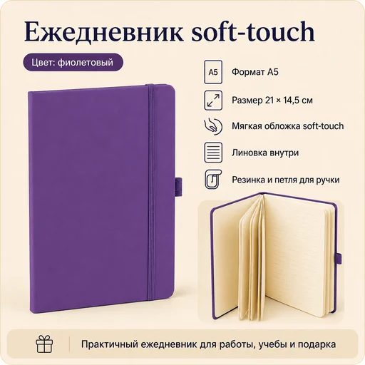 Ежедневник Soft-Touch A5 фиолетовый