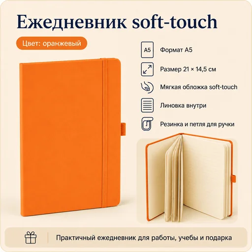 Ежедневник Soft-Touch A5 оранжевый