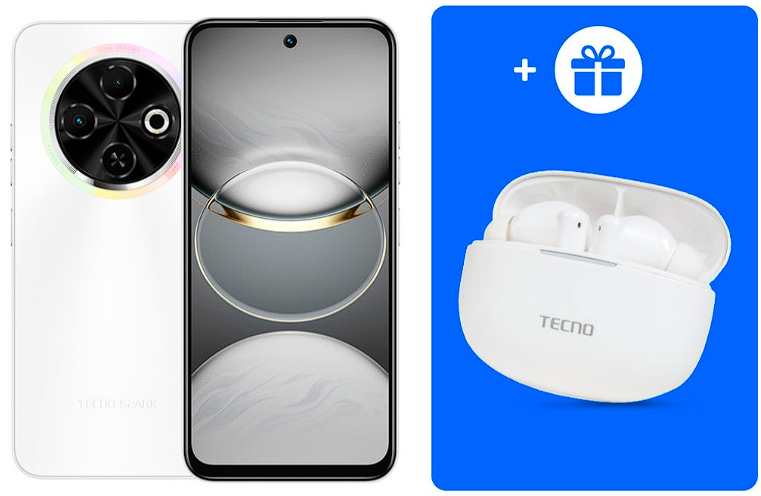 Смартфон Tecno Spark 30C 4/128Gb Orbit White+Подарок купить,NaN