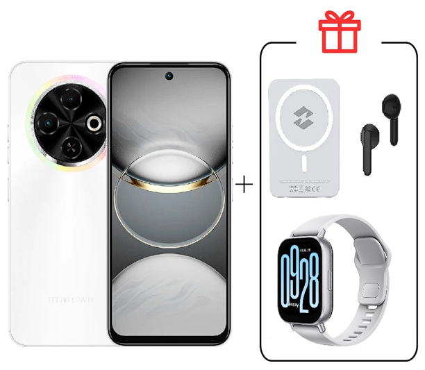 Смартфон Tecno Spark 30C 4/128Gb Orbit White+Подарок купить,NaN