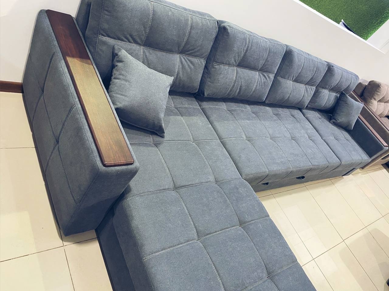 Диван угловой Soft market Седафлекс, 280х160 см, обивка рогожка, серый купить,NaN