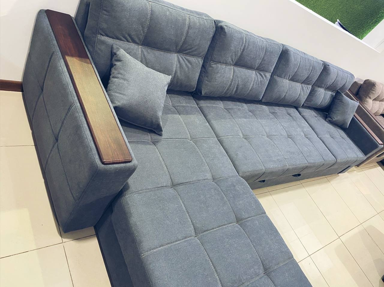 Диван угловой Soft market Седафлекс, 280х160 см, обивка рогожка, серый купить,NaN