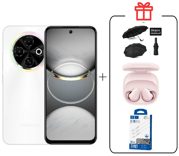 Смартфон Tecno Spark 30C 4/128Gb Orbit White+Подарок купить,NaN