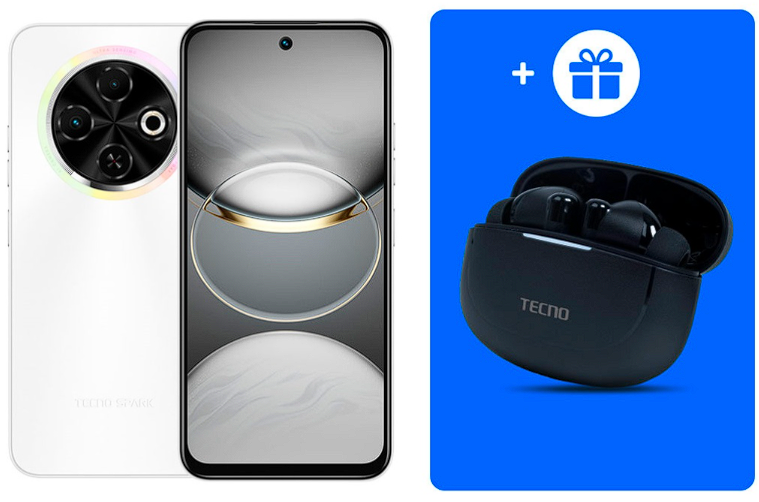 Смартфон Tecno Spark 30C 4/128Gb Orbit White+Подарок купить,NaN