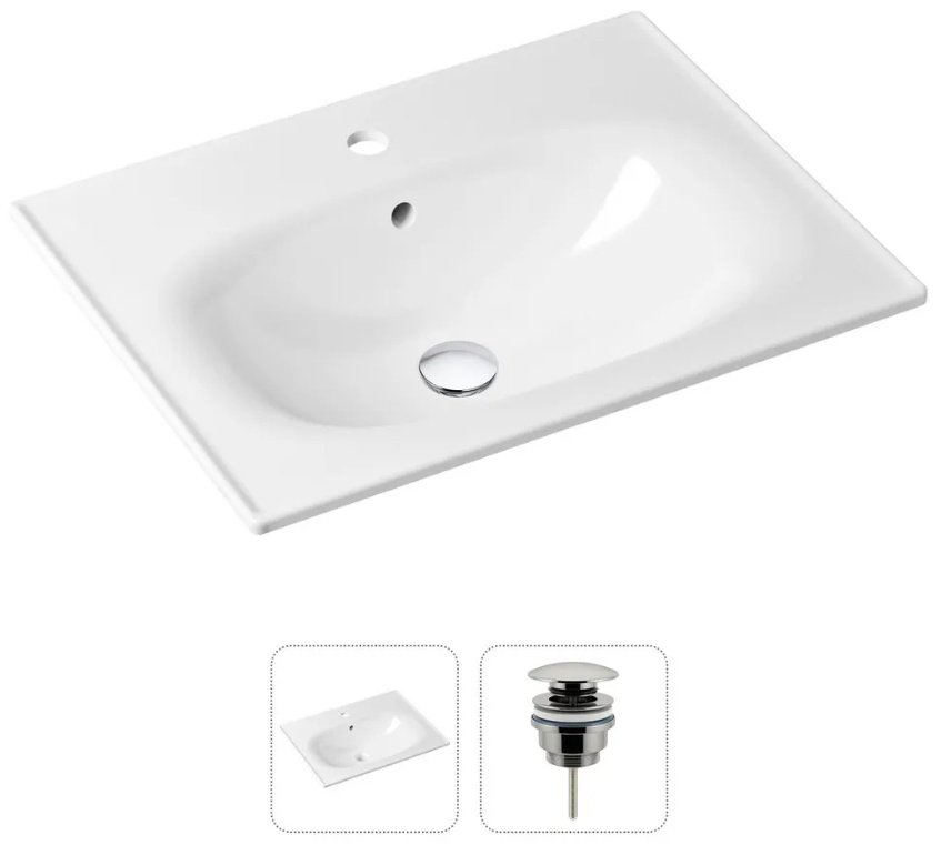 Раковина Lavinia Boho 21520869, Комплект 2 в 1 Lavinia Boho Bathroom Sink (состоит из 33312010, 182139000), цвет хром накладная прямоугольная 46, фарфор