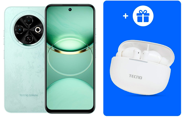 Смартфон Tecno Spark 30C 4/128Gb Magic Skin Green +Подарок купить,NaN