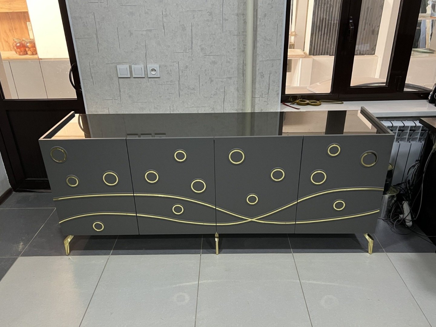 ТВ-тумба напольная DOMA ТВ тумба SL-2M, 200x83x52 см, белый, серый купить,NaN