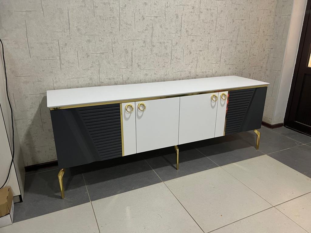ТВ-тумба напольная DOMA DEN-2.0M 84561, 200x74x51 см, белый, серый купить,NaN