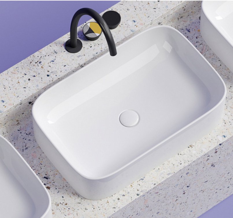 Раковина Ceramicanova CN6053 накладная прямоугольная 60, санфарфор