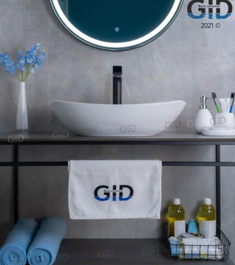Раковина GID-ceramic N9137 накладная овальная 56, керамика