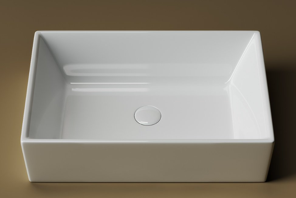 Раковина Ceramicanova CN5013 накладная прямоугольная 59, санфарфор купить,NaN