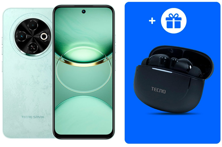 Смартфон Tecno Spark 30C 4/128Gb Magic Skin Green +Подарок купить,NaN