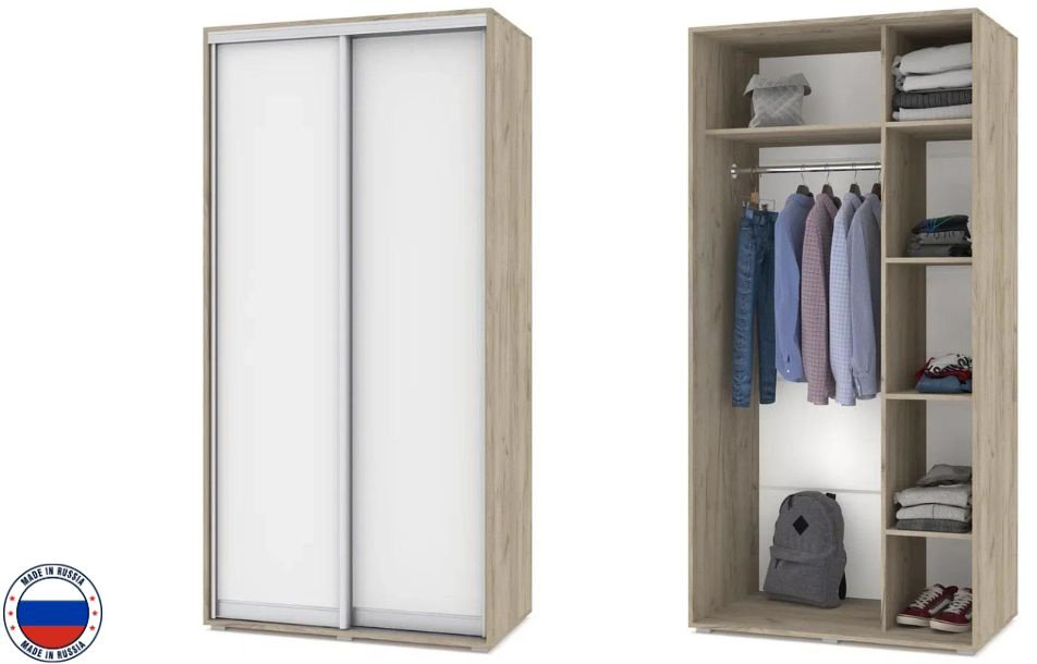 Шкаф-купе DOMA Шкаф-купе OL-2D-100, 100x204х57 см, белый, светло серый купить,NaN