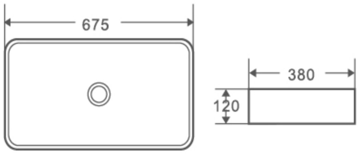 Раковина WeltWasser WW ELBACH 2250 MB накладная прямоугольная 67.5 см, фаянс