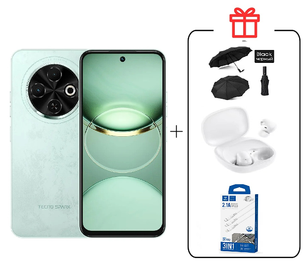 Смартфон Tecno Spark 30C 4/128Gb Magic Skin Green +Подарок купить,NaN