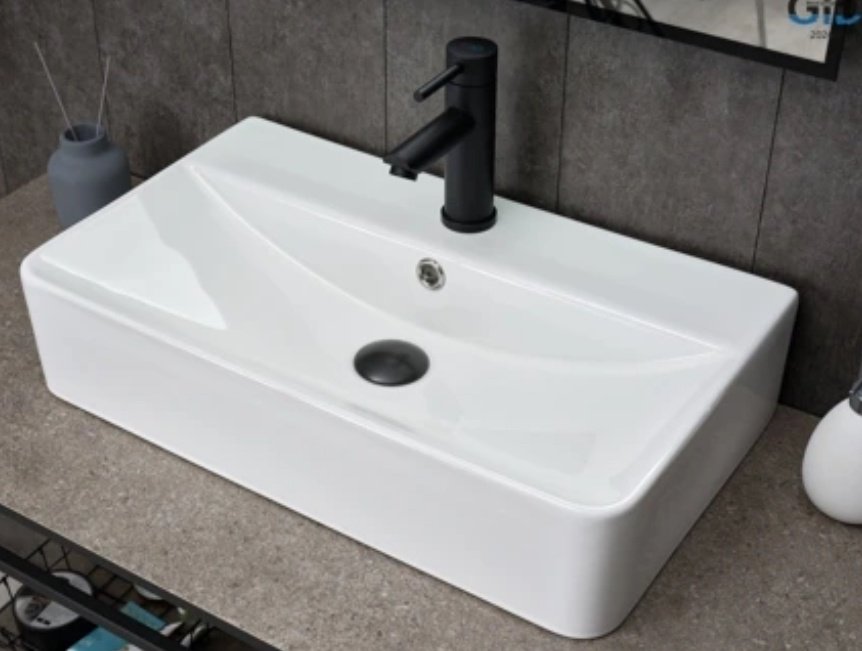 Раковина GID-ceramic N1344 накладная прямоугольная 61, керамика купить,NaN