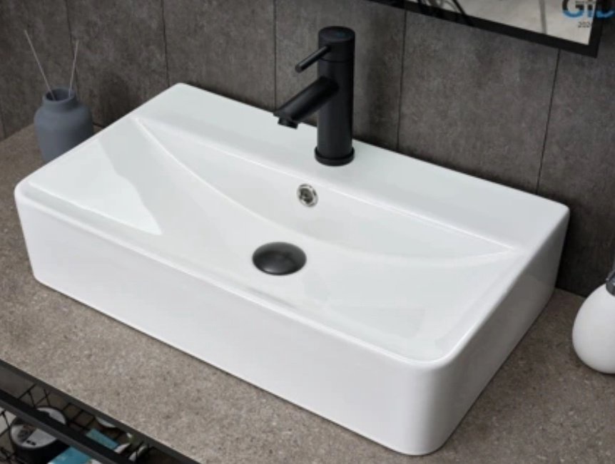 Раковина GID-ceramic N1344 накладная прямоугольная 61, керамика купить,NaN