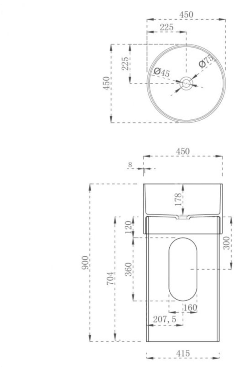 Раковина Abber AT2701White-Aquamarin-H с пьедесталом круглая 45, искусственный камень купить,NaN