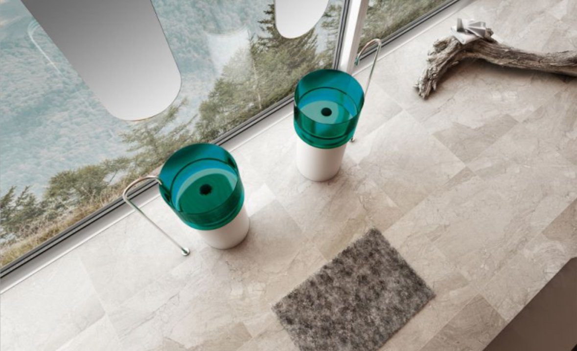 Раковина Abber AT2701White-Aquamarin-H с пьедесталом круглая 45, искусственный камень купить,NaN